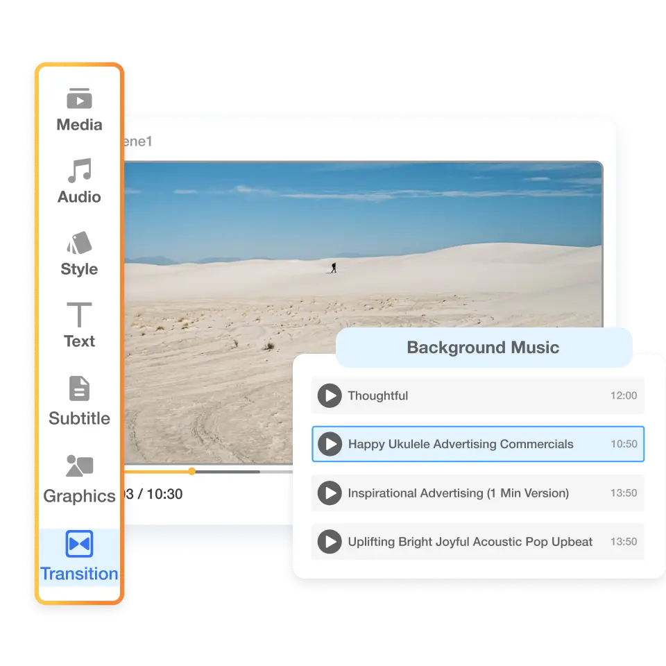 Refine your sales video with Visla’s editing tools for music, scenes, and timing.